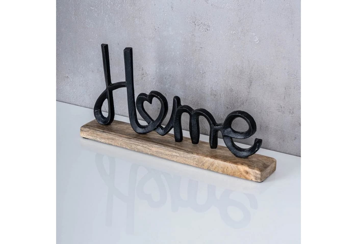 Levandeo® Deko-Schriftzug Home Metall Holz Schwarz