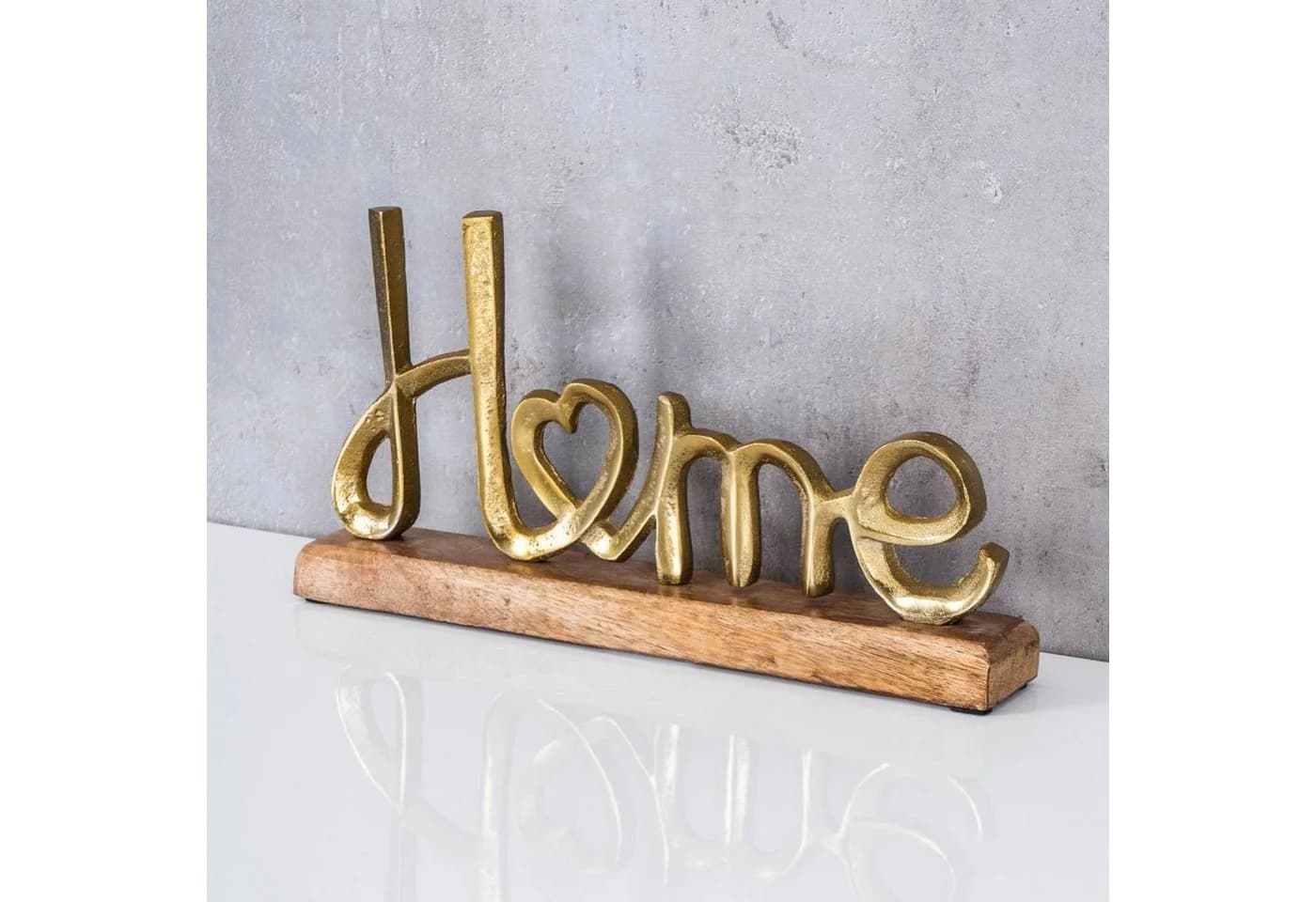Levandeo Deko-Schriftzug Metall Holz Gold Natur