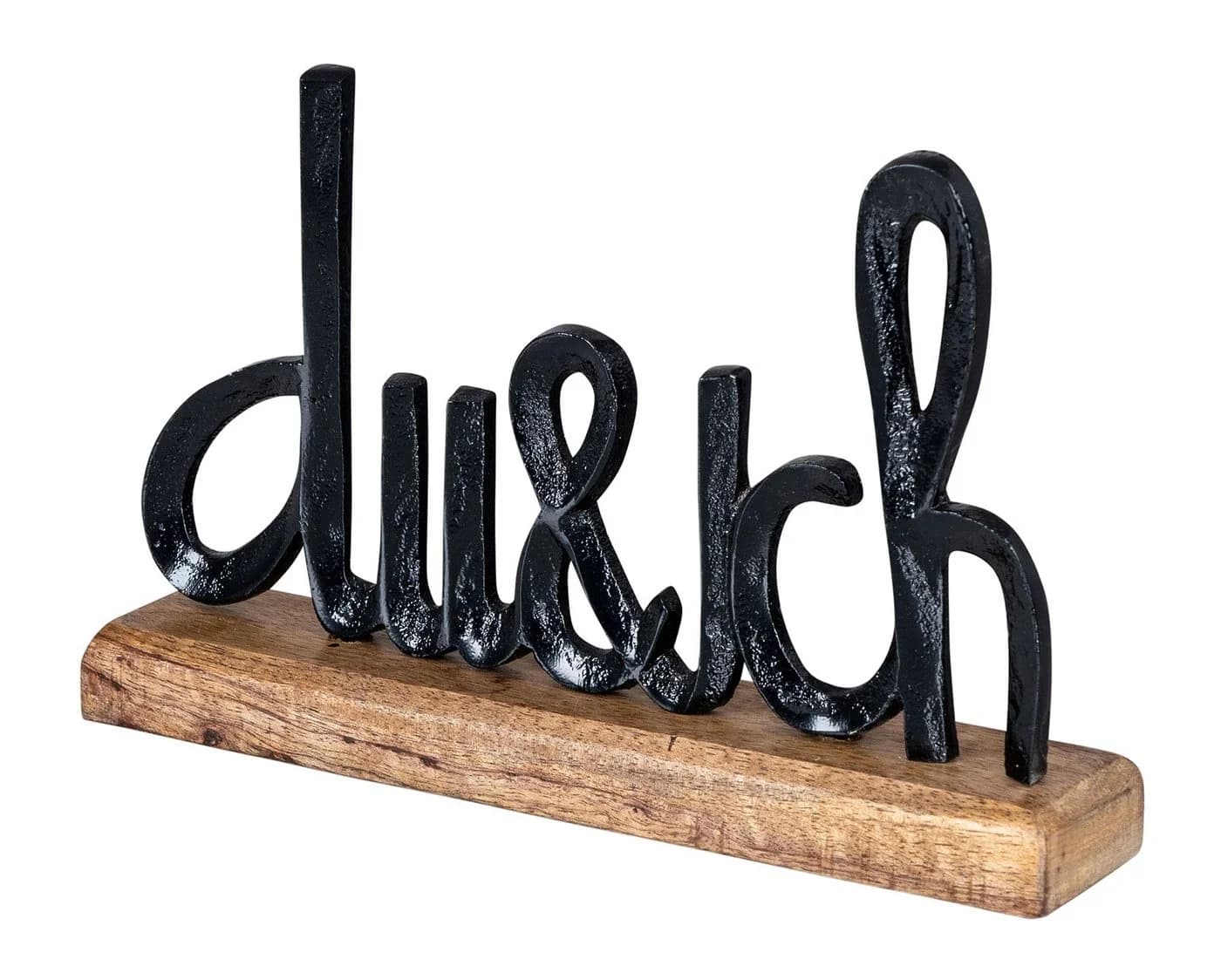 Levandeo® Deko-Schriftzug 'Du und Ich' 25cm Schwarz Mango Holz Tischdeko - Bild 2