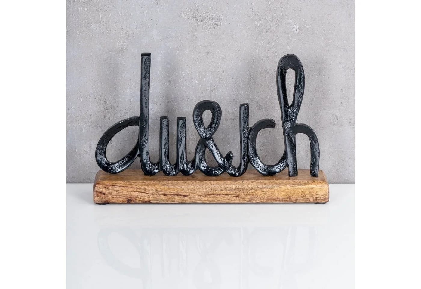 Levandeo® Deko-Schriftzug 'Du und Ich' 25cm Schwarz Mango Holz Tischdeko - Bild 3