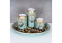 Levandeo Teelichthalter Set mit Tablett Grün Gold Shabby Chic Bild 1