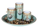 Levandeo Teelichthalter Set mit Tablett Grün Gold Shabby Chic Bild 2