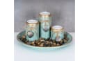 Levandeo Teelichthalter Set mit Tablett Grün Gold Shabby Chic Bild 3