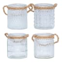 Levandeo® 4er Set Windlichter Klarglas Retro Muster Bild 1