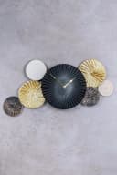 Levandeo® Wanduhr 64x32cm Metall Schwarz Gold Wandbild Wanddeko Uhr Metallbild Bild 1