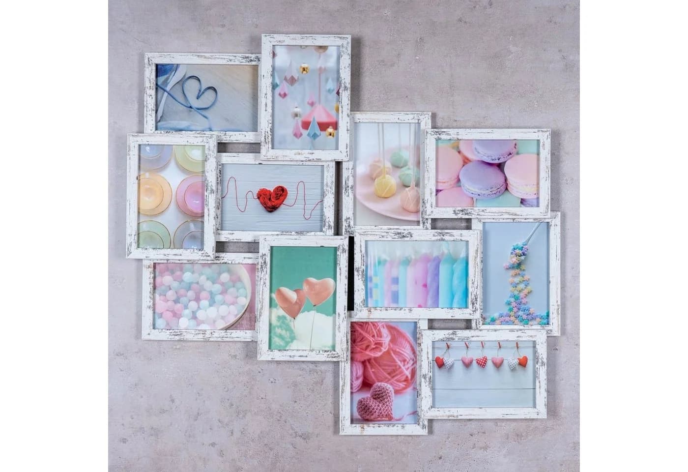 Levandeo® Bilderrahmen Collage 12 Fotos 10x15 Shabby Chic MDF Holz