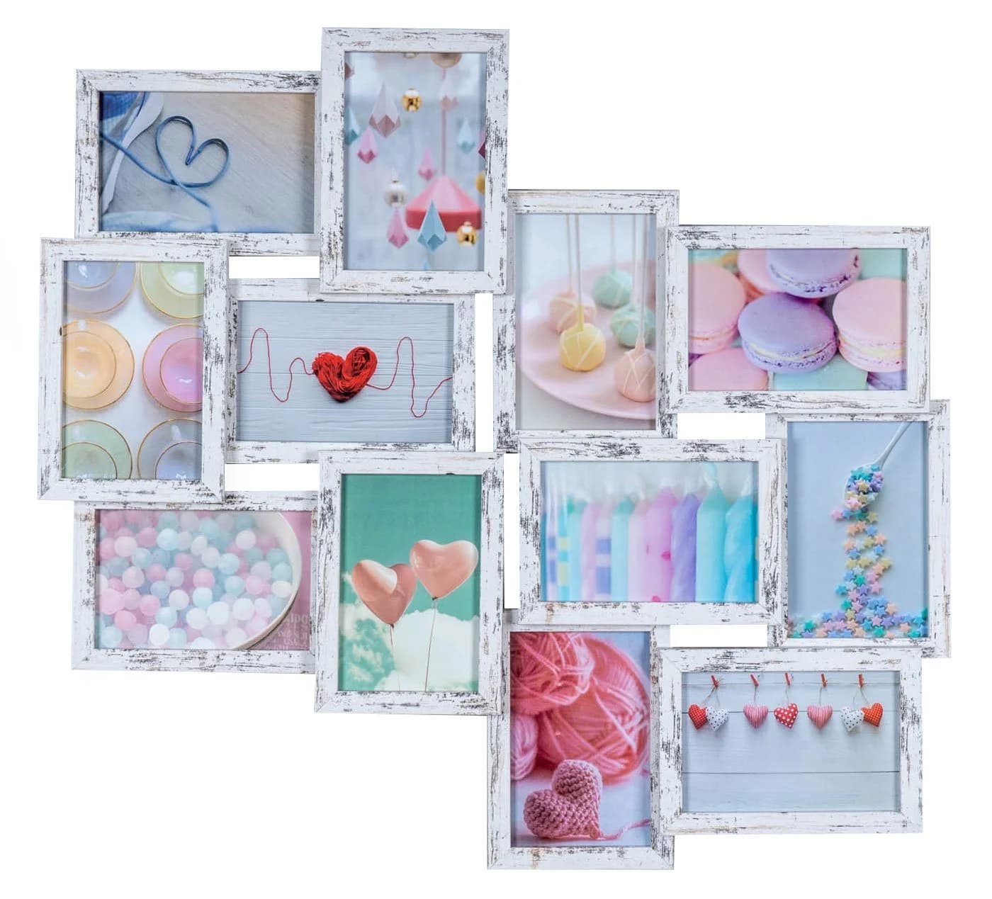 Levandeo® Bilderrahmen Collage 12 Fotos 10x15 Shabby Chic MDF Holz - Bild 2