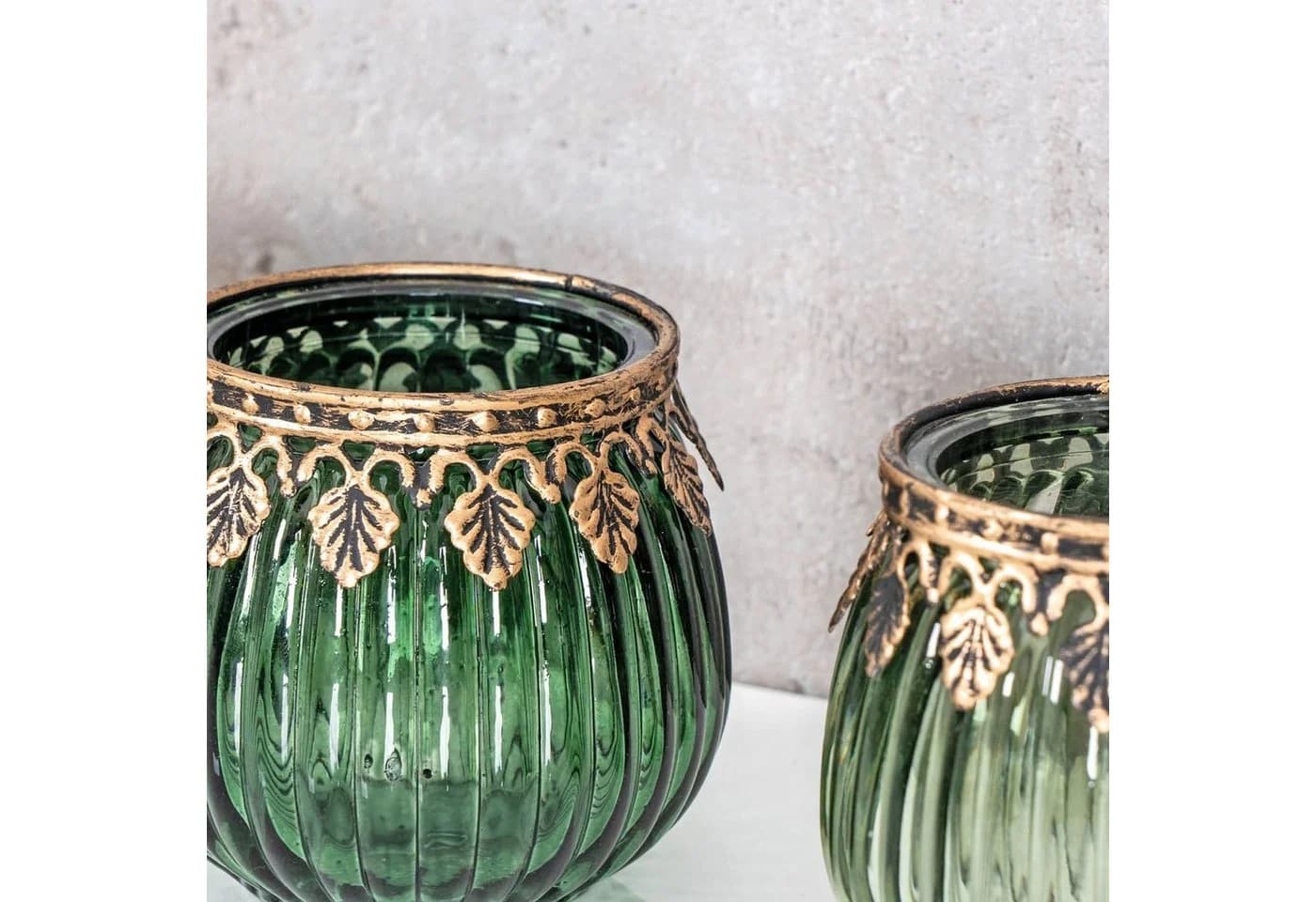 Levandeo® Teelichthalter 3er Set Orientalisch Retro Grün Gold Glas - Bild 5
