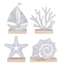 Levandeo® Dekofigur 4er Set Maritim Holz Metall Weiß Bild 2