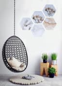 Levandeo® Wandbild Hexagon Wandaufkleber Blume Weiß Bild 1