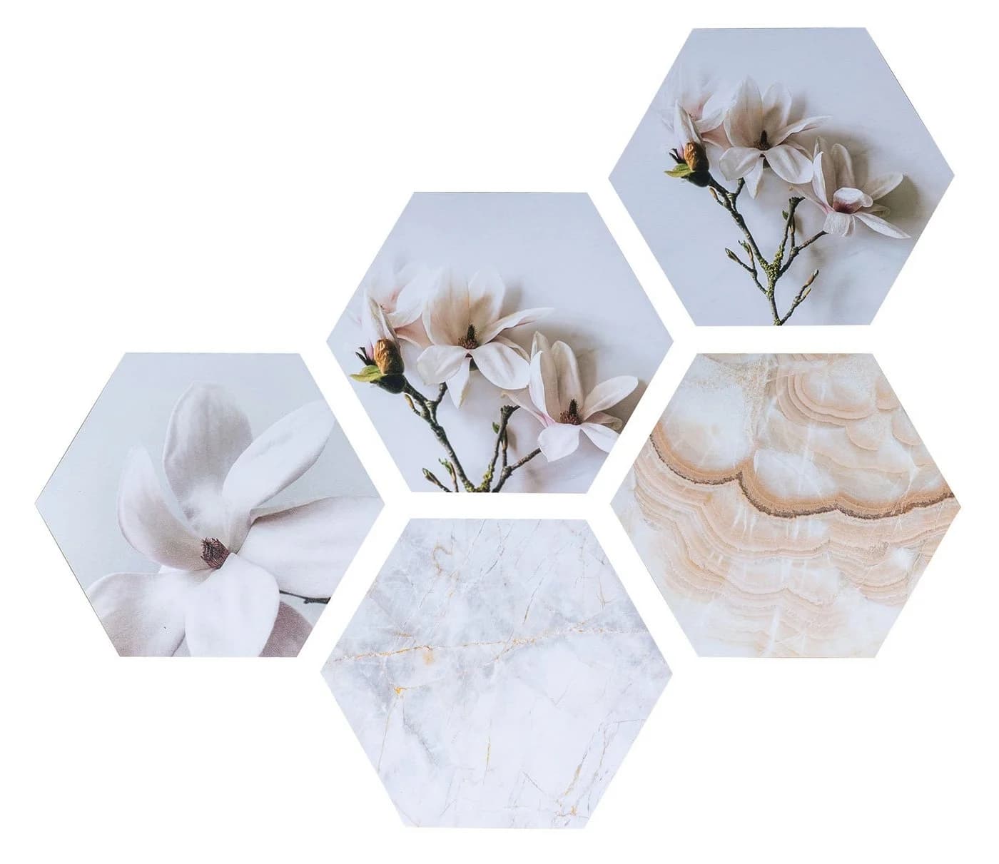 Levandeo® Wandbild Hexagon Wandaufkleber Blume Weiß - Bild 2