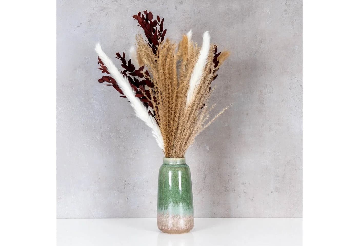 Levandeo® Blumenvase Grün/Taupe Porzellan 17cm