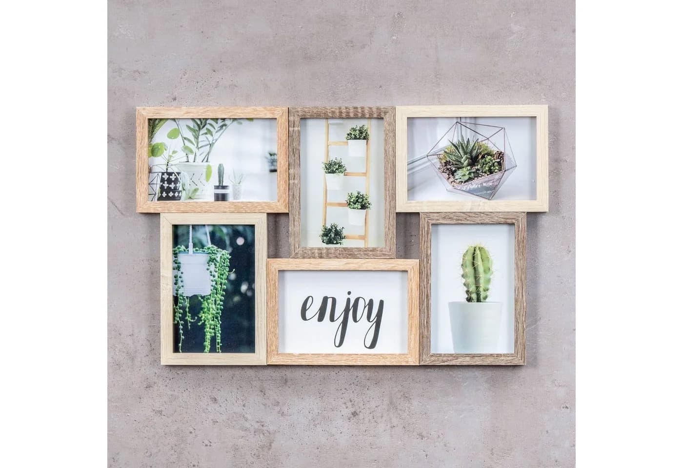 Levandeo® Bilderrahmen Collage 6 Fotos 10x15 cm Natur Eiche Holz Glas Wanddeko - Bild 3