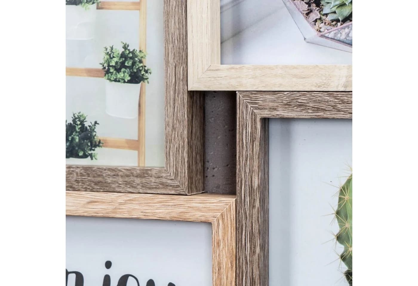 Levandeo® Bilderrahmen Collage 6 Fotos 10x15 cm Natur Eiche Holz Glas Wanddeko - Bild 4