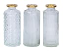 Levandeo® 3er Set Glasvase Transparent Gold H14cm Bild 1