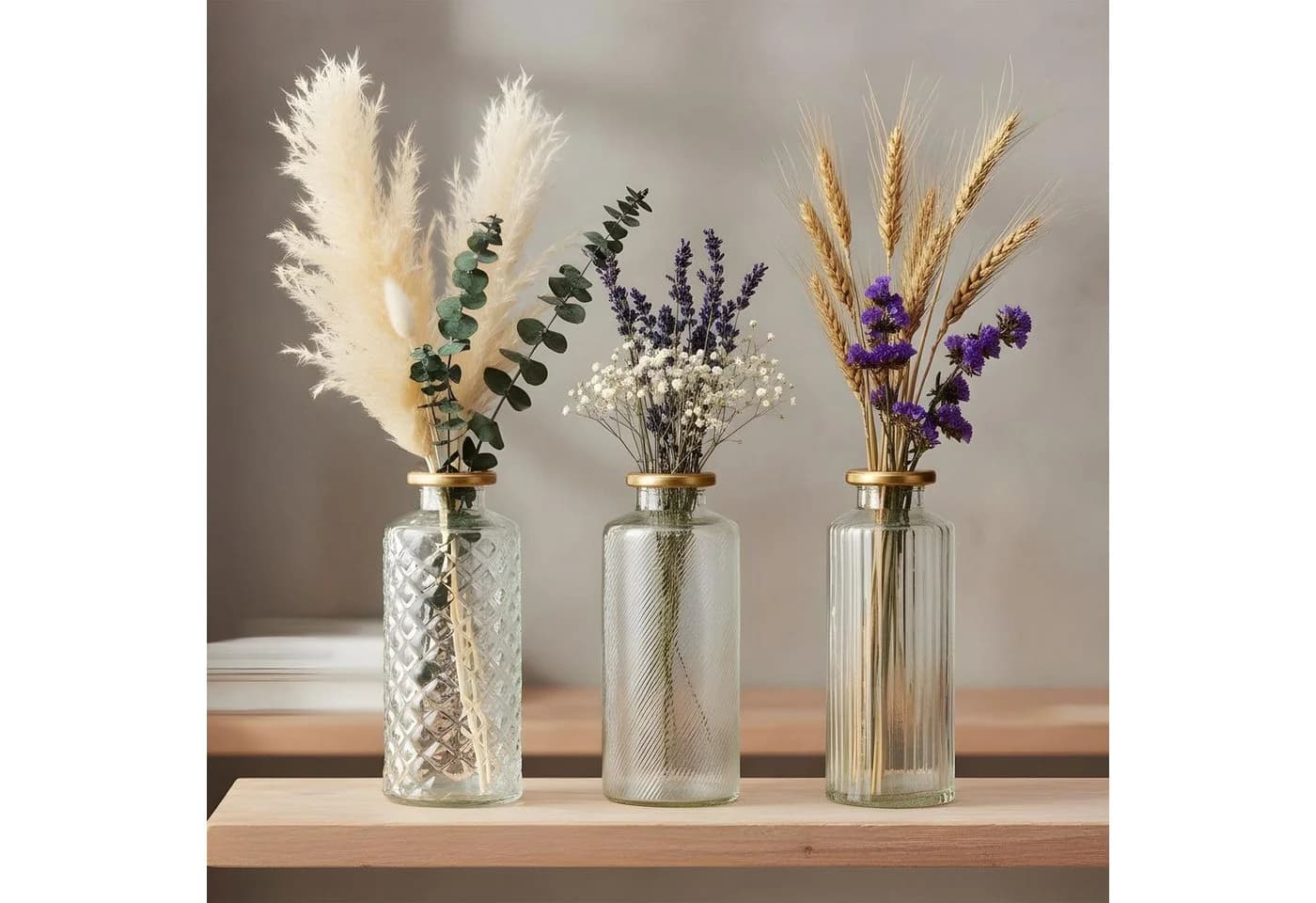 Levandeo® 3er Set Glasvase Transparent Gold H14cm - Bild 2