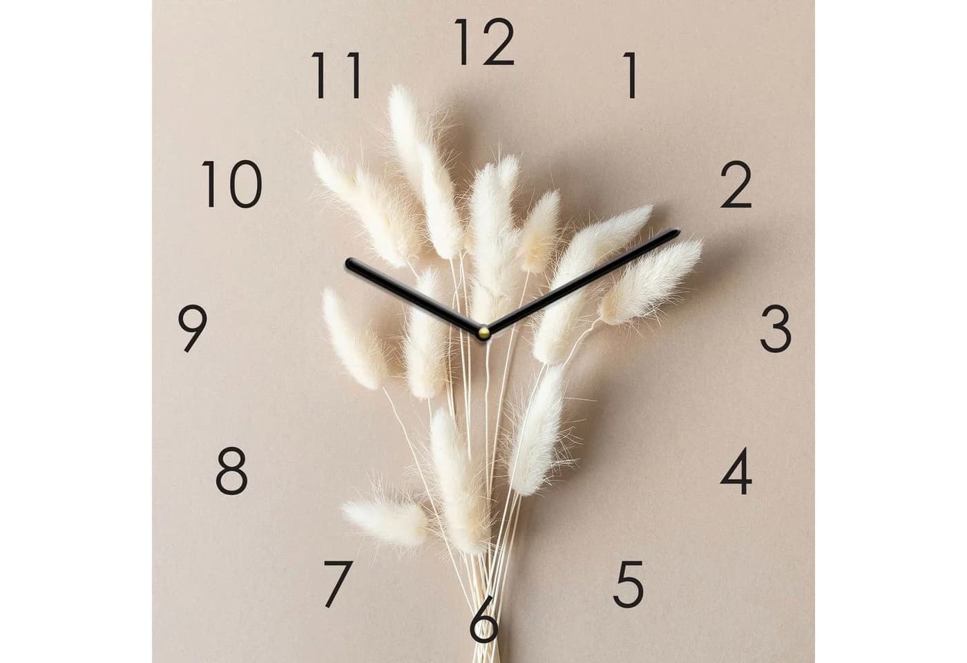 Levandeo® Wanduhr 30x30cm Glasuhr Pampasgras Glasbild Uhr Wanddeko Wandbild - Bild 2