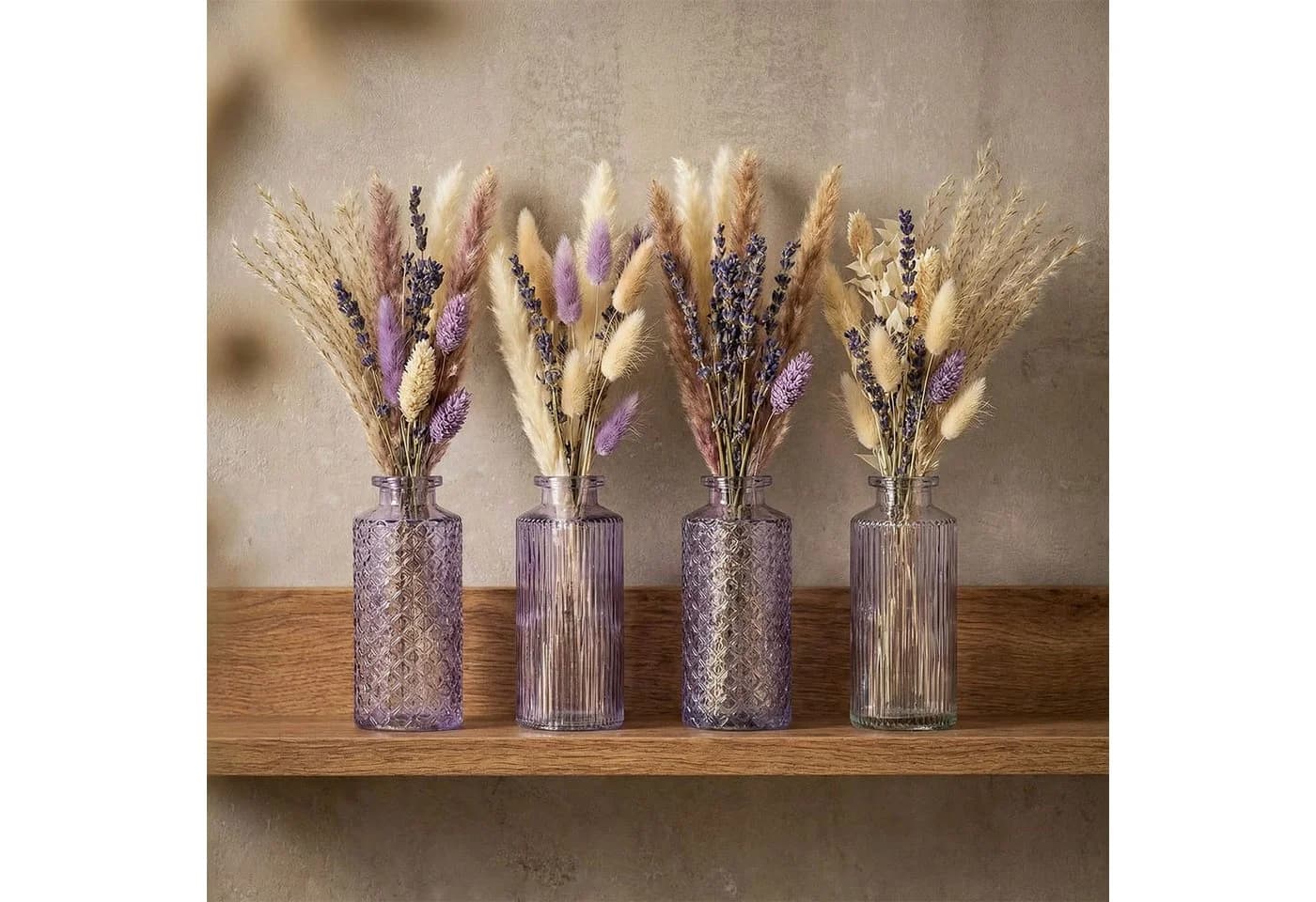 Levandeo® Dekovase 4er Set Glas Lila Pastell Tischdeko - Bild 4