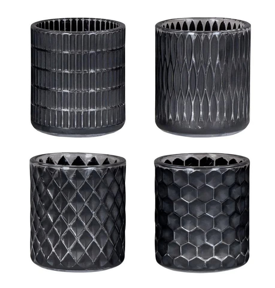 Levandeo® Teelichthalter 4er Set Schwarz Glas Windlicht - Bild 2