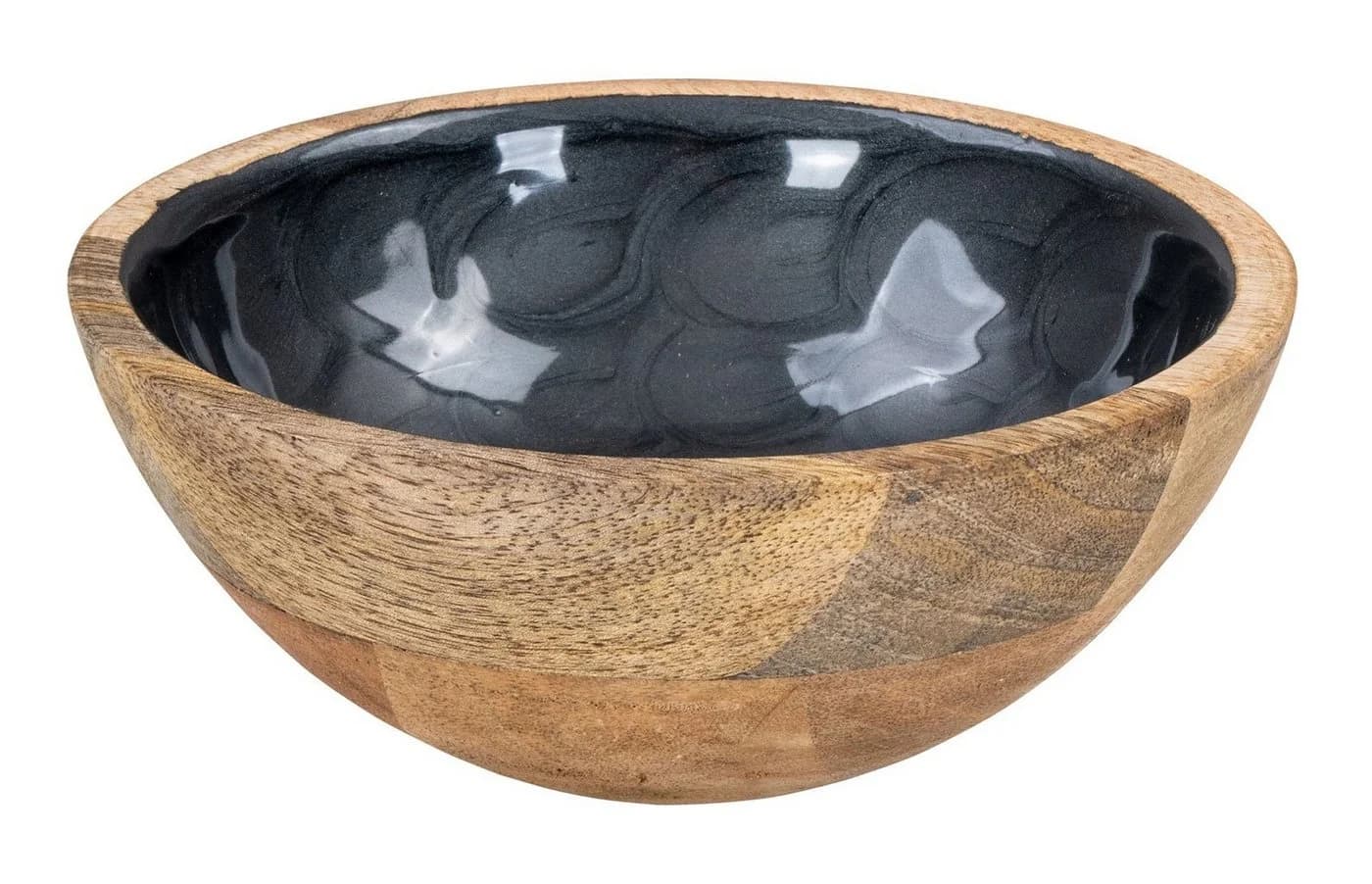 Levandeo Dekoschale Mango Holz Grau Perlmutt Emaille Bowl - Bild 2
