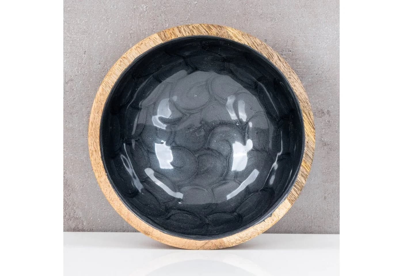 Levandeo Dekoschale Mango Holz Grau Perlmutt Emaille Bowl - Bild 4