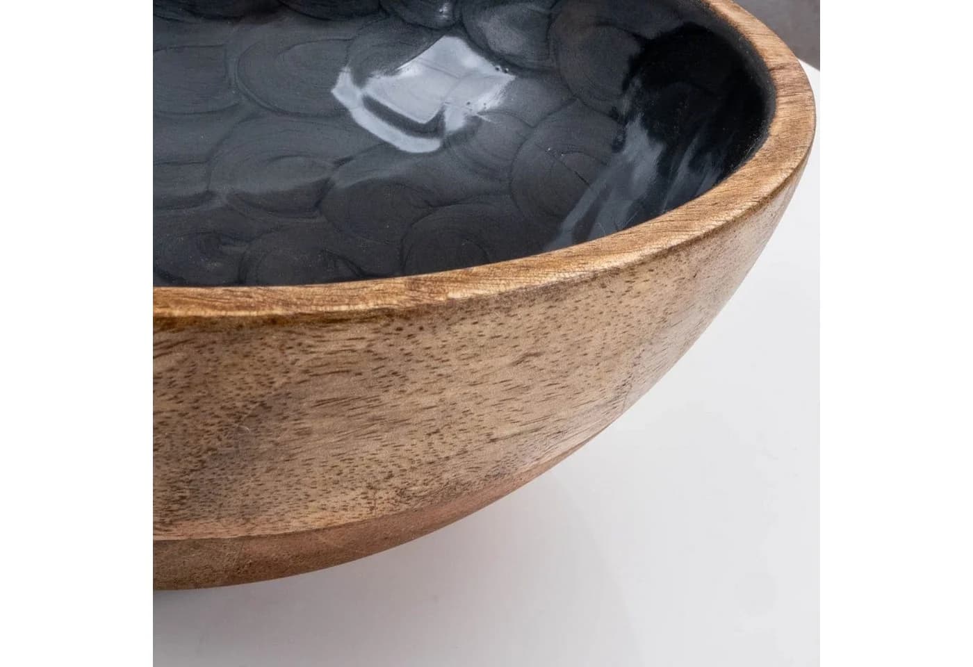 Levandeo Dekoschale Mango Holz Grau Perlmutt Emaille Bowl - Bild 5