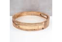 Levandeo Dekotablett Rund Mango Holz Creme Perlmutt Emaille Bild 1
