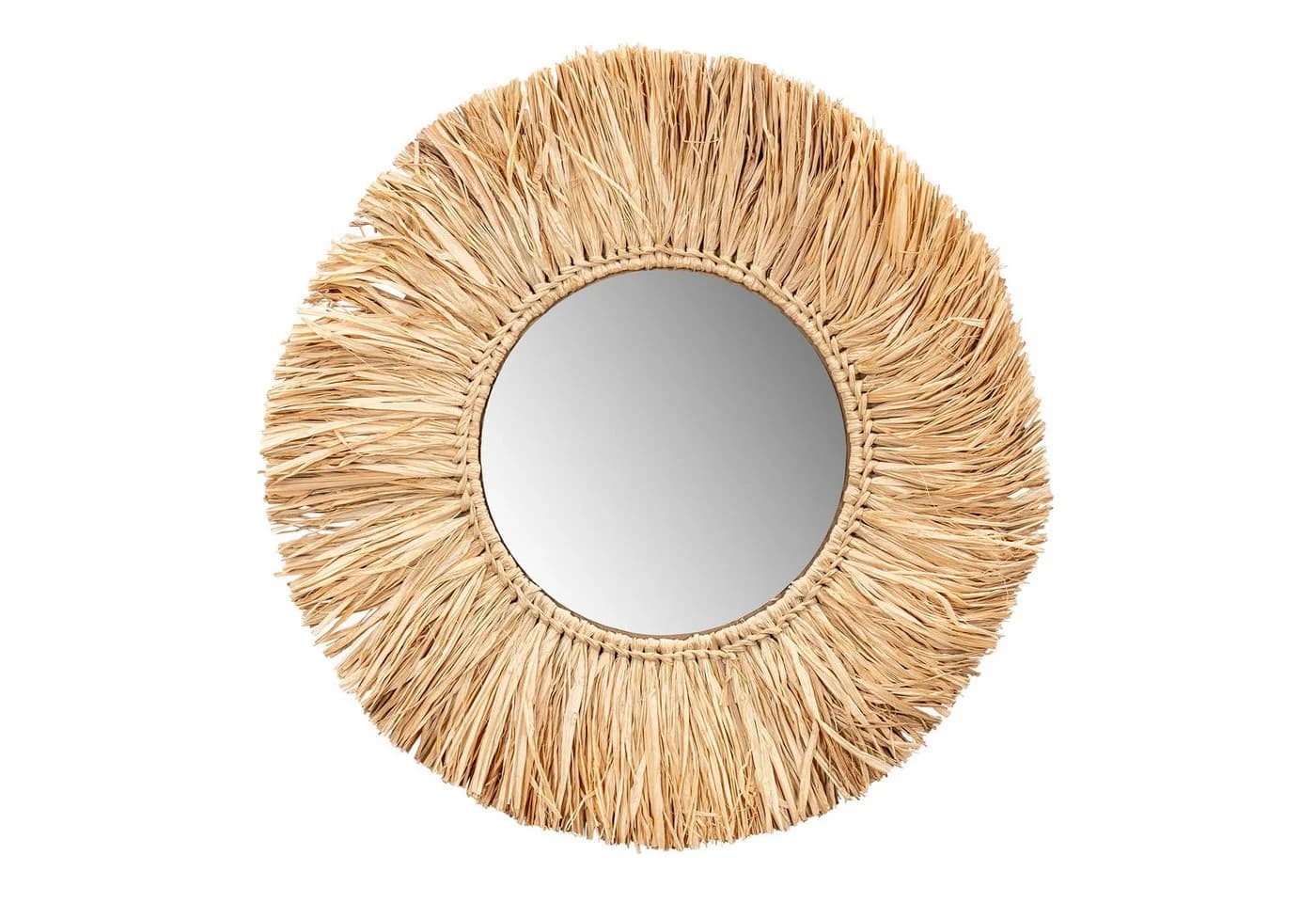 Levandeo® Wandspiegel Seegras Boho Ø 50cm Natur - Bild 2