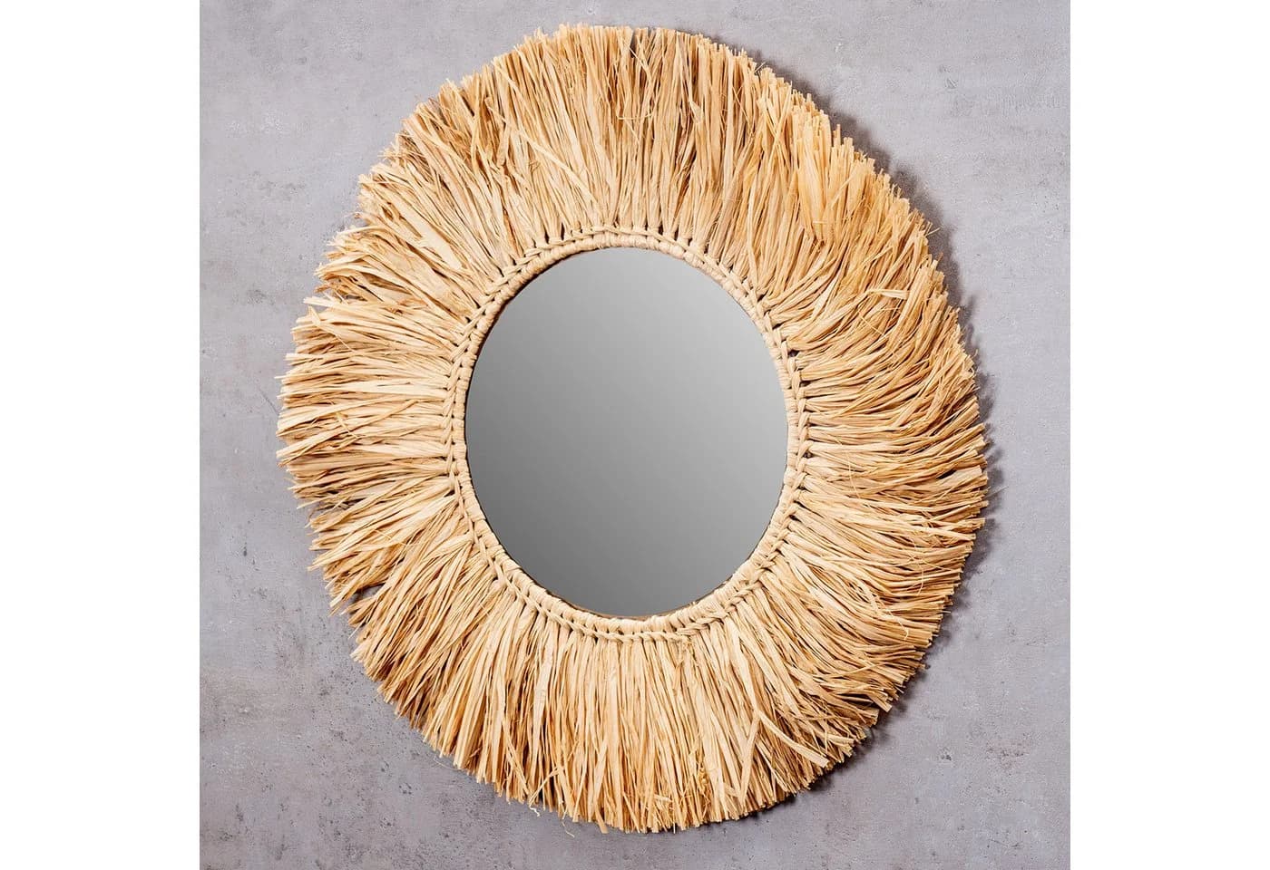 Levandeo® Wandspiegel Seegras Boho Ø 50cm Natur - Bild 3