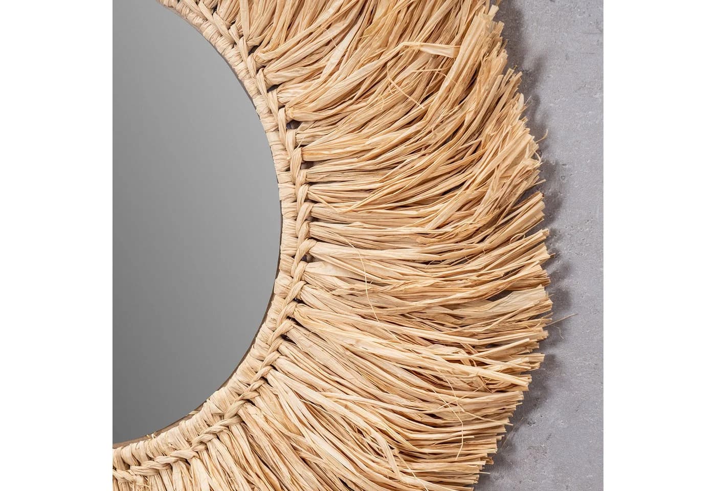 Levandeo® Wandspiegel Seegras Boho Ø 50cm Natur - Bild 4