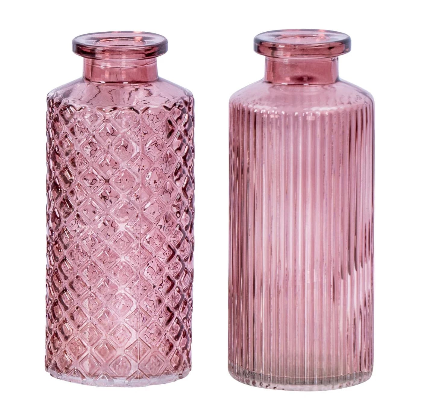 Levandeo® 2er Set Dekovase Rosa Glas H14cm Tischdeko