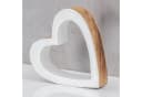 Levandeo® Herz Holz 15x15cm Mango Weiß Natur Braun Tischdeko Bild 1