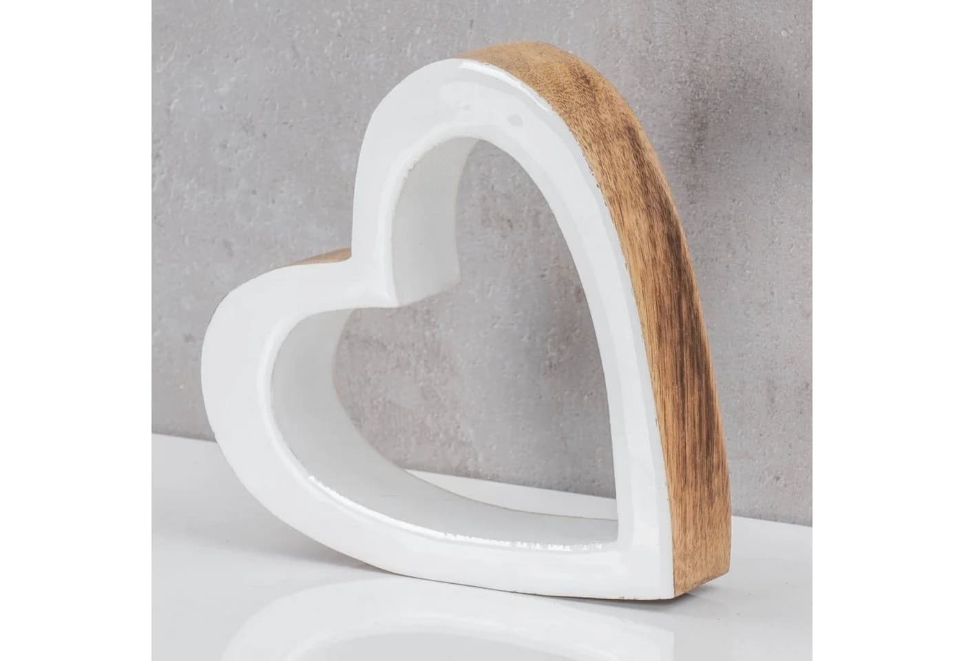 Levandeo® Herz Holz 15x15cm Mango Weiß Natur Braun Tischdeko