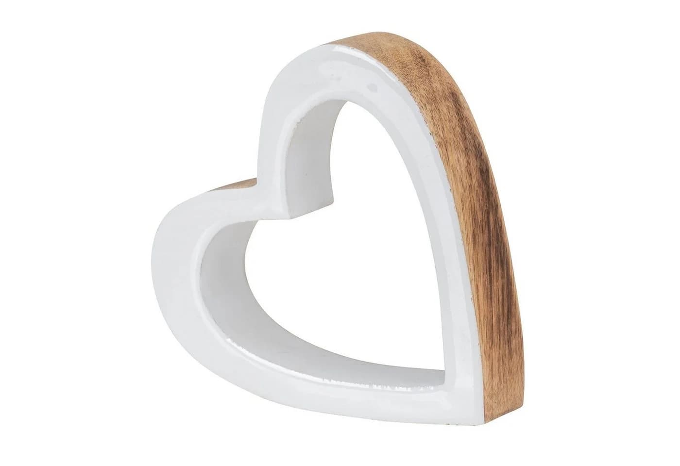 Levandeo® Herz Holz 15x15cm Mango Weiß Natur Braun Tischdeko - Bild 2