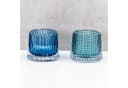 Levandeo® Teelichthalter 2er Set Glas Blau Retro Bild 3