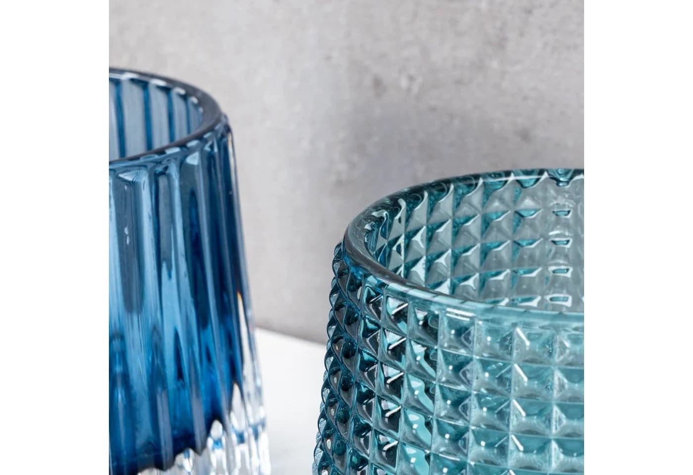 Levandeo® Teelichthalter 2er Set Glas Blau Retro - Bild 4