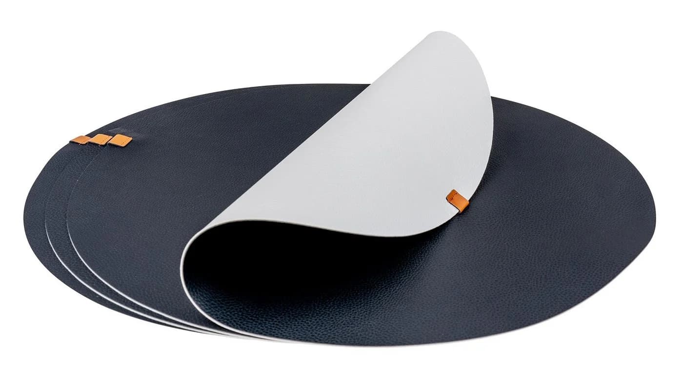 Levandeo® Platzset 4er Set Schwarz Creme PU-Leder Rund - Bild 2