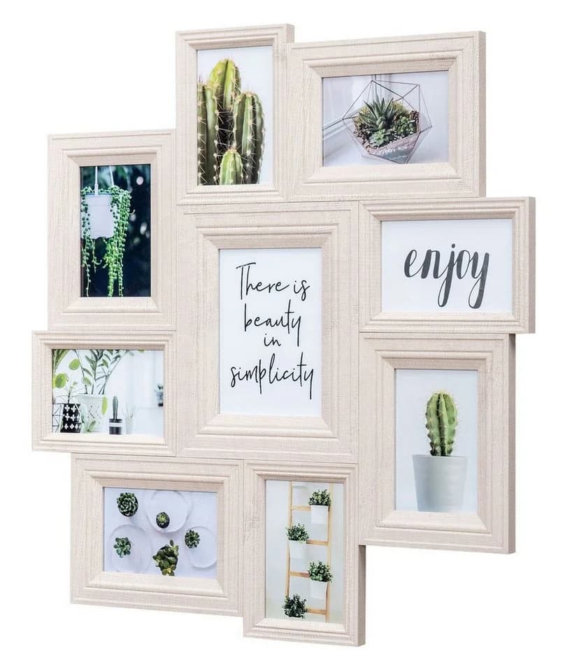 Levandeo® Bilderrahmen Collage 9 Fotos Creme Beige MDF Holz - Bild 2