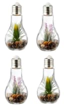 Levandeo® LED Dekoobjekt 4er Set Sukkulenten Glas Grün/Rosa Bild 1