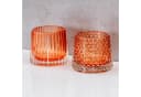 Levandeo® Teelichthalter 2er Set Glas Orange Retro Bild 1