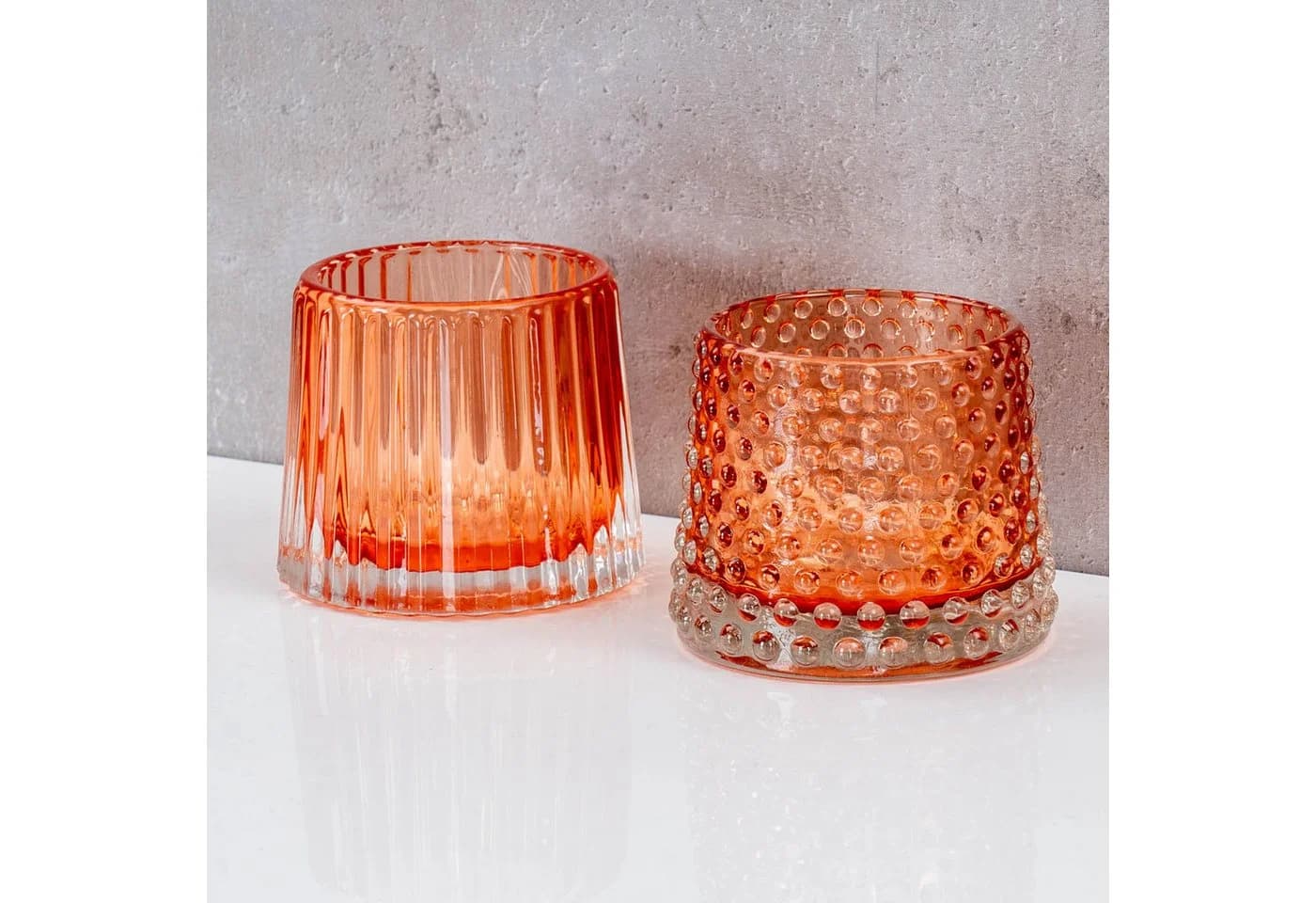 Levandeo® Teelichthalter 2er Set Glas Orange Retro