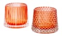 Levandeo® Teelichthalter 2er Set Glas Orange Retro Bild 2