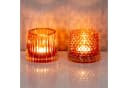 Levandeo® Teelichthalter 2er Set Glas Orange Retro Bild 5