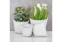 Levandeo® 4er Set Pflanzkörbe Weide Weiß Shabby Chic Bild 1