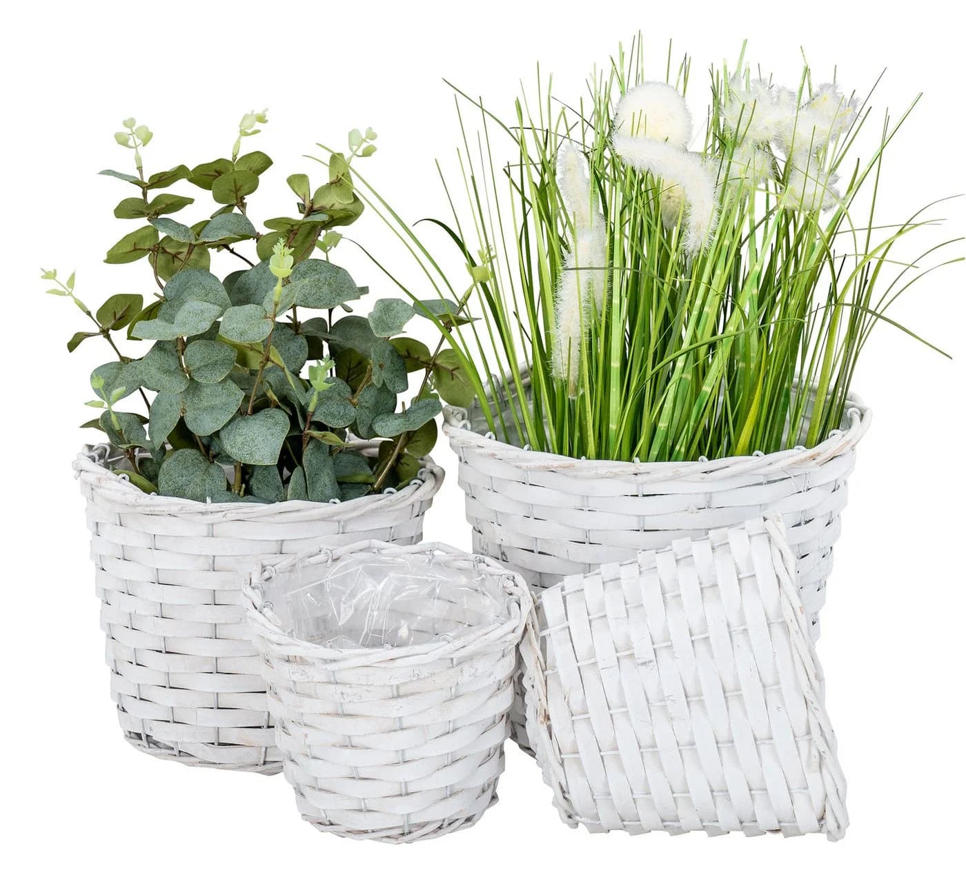 Levandeo® 4er Set Pflanzkörbe Weide Weiß Shabby Chic - Bild 2