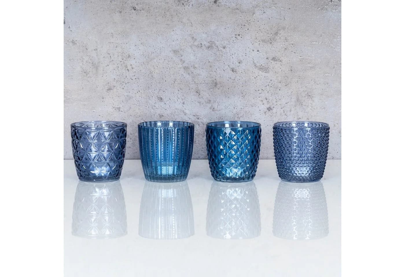 Levandeo® Teelichthalter 8er Set Blau Glas Retro - Bild 3