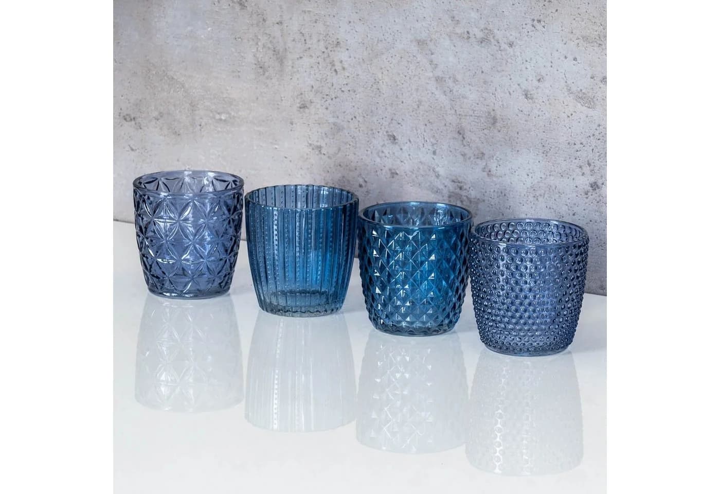 Levandeo® Teelichthalter 8er Set Blau Glas Retro - Bild 4