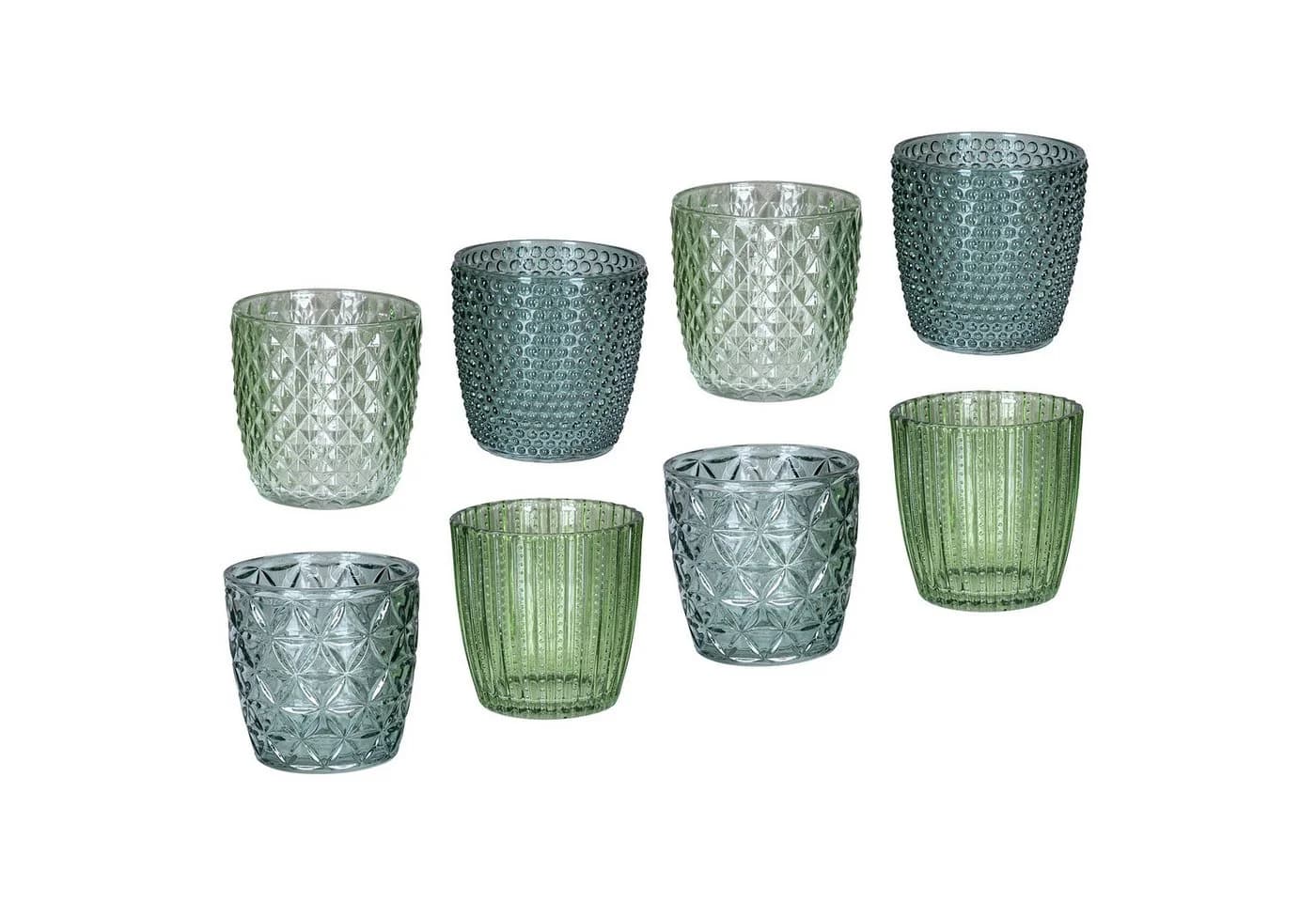 Levandeo® Teelichthalter 8er Set Grün Glas Retro - Bild 2