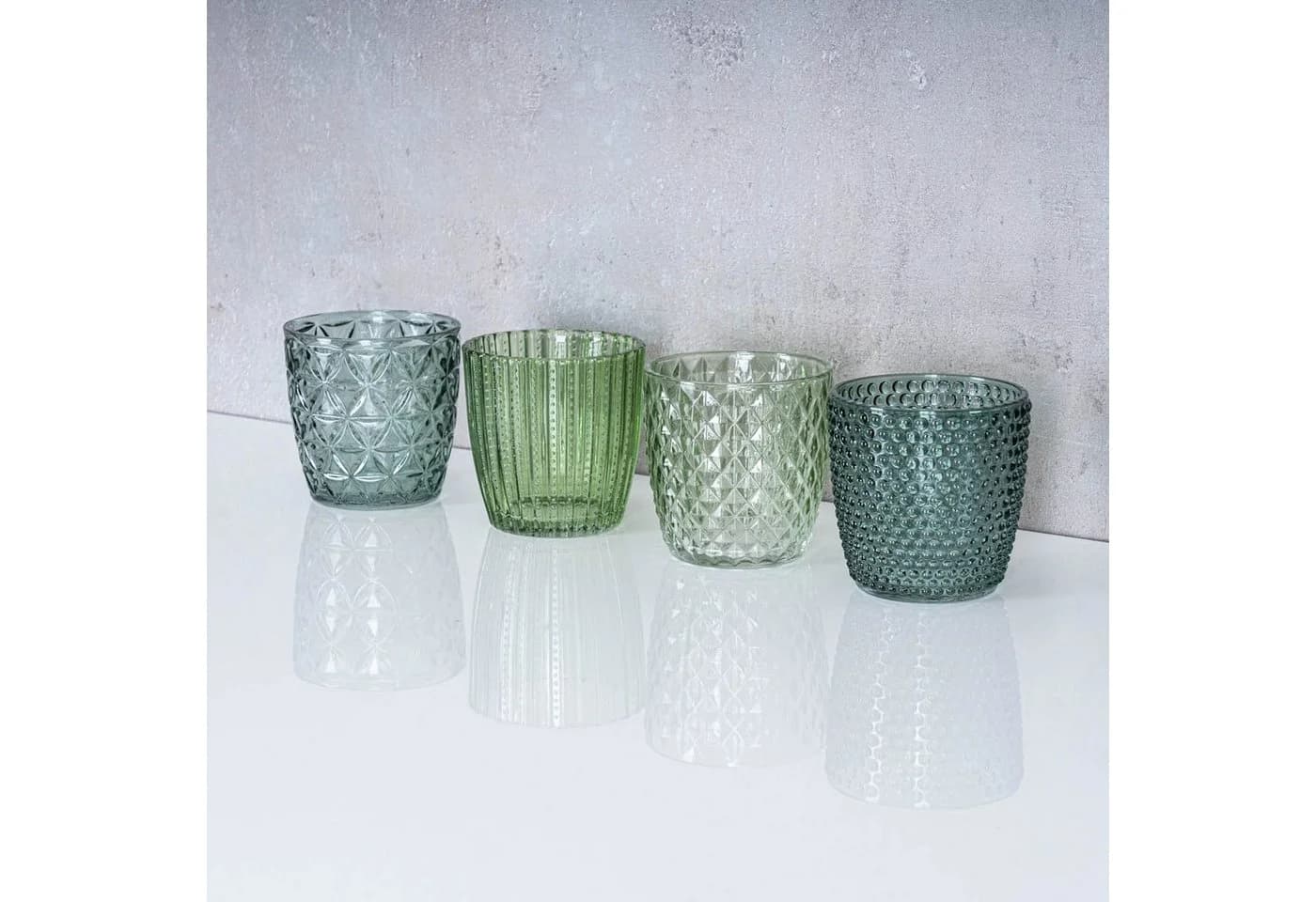 Levandeo® Teelichthalter 8er Set Grün Glas Retro - Bild 5