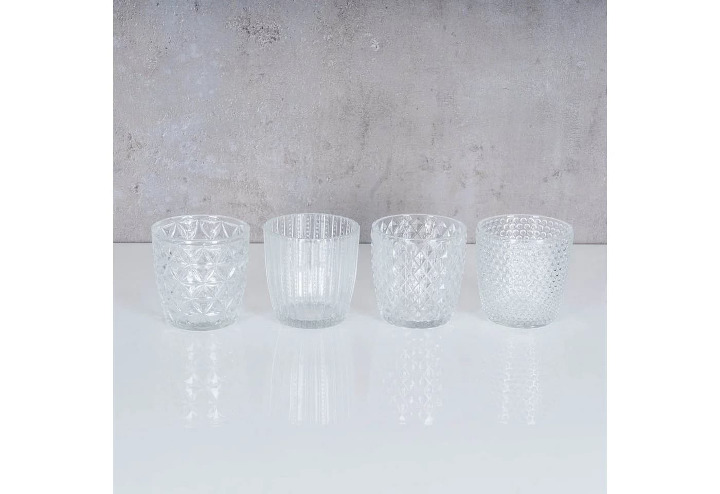 Levandeo® Teelichthalter 8er Set Klarglas Retro